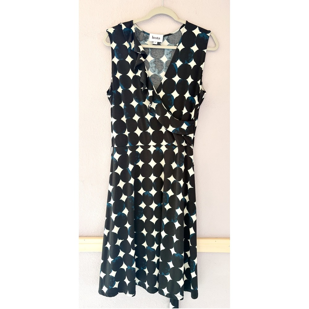 Leota Felicity Sleveless Ruffle Perfect Wrap Dress In Midnight Moon Size XL